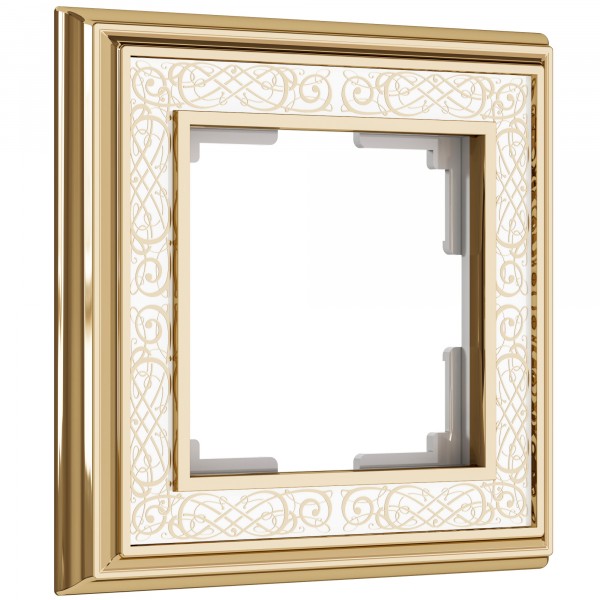 Рамка на 1 пост WL77-Frame-01 Palacio Gracia (золото/белый) - купить в Екатеринбурге